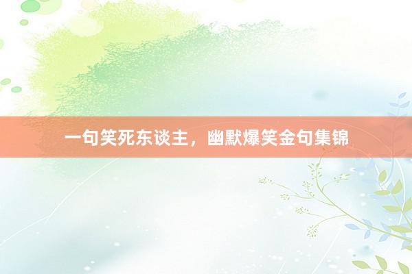 一句笑死东谈主，幽默爆笑金句集锦